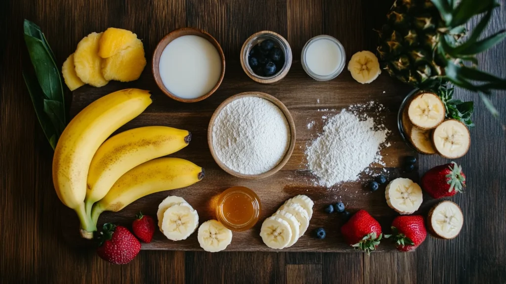 "Ingredients for AIP desserts on a wooden board"