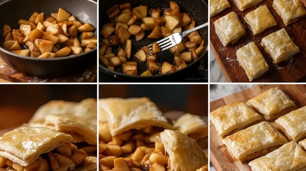 Step-by-step preparation of apple pie puffs