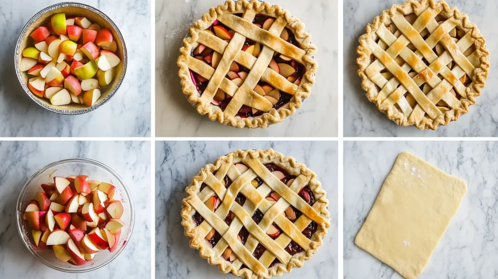 Step-by-step preparation of apple rhubarb pie