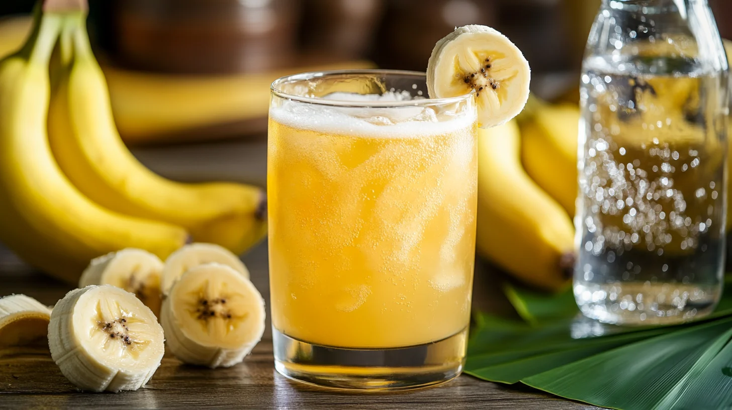 A refreshing glass of banana soda