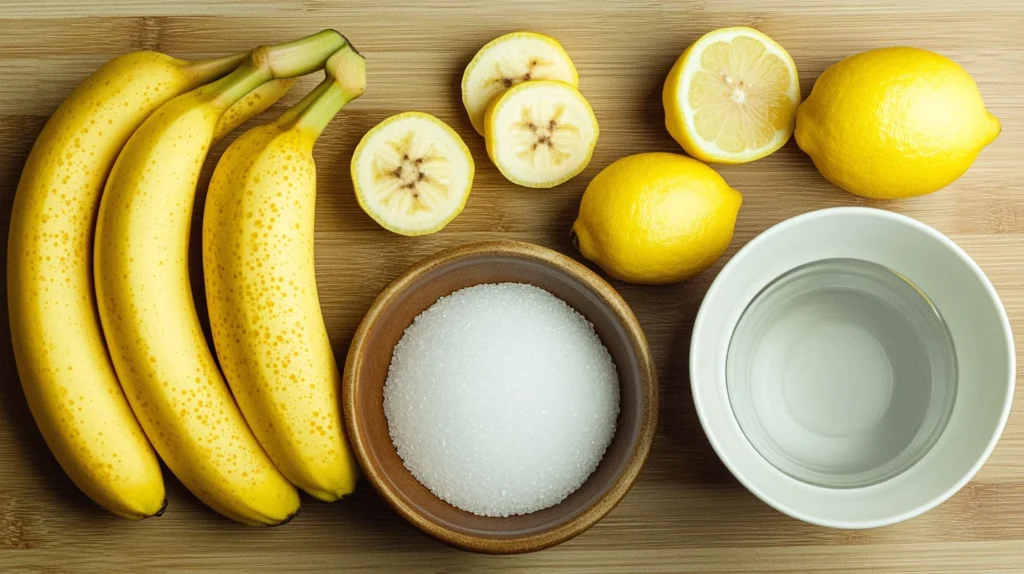 Ingredients for homemade banana syrup