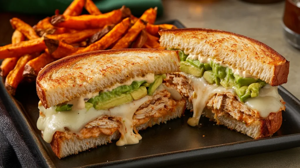 Finished chipotle chicken avocado melt sandwich