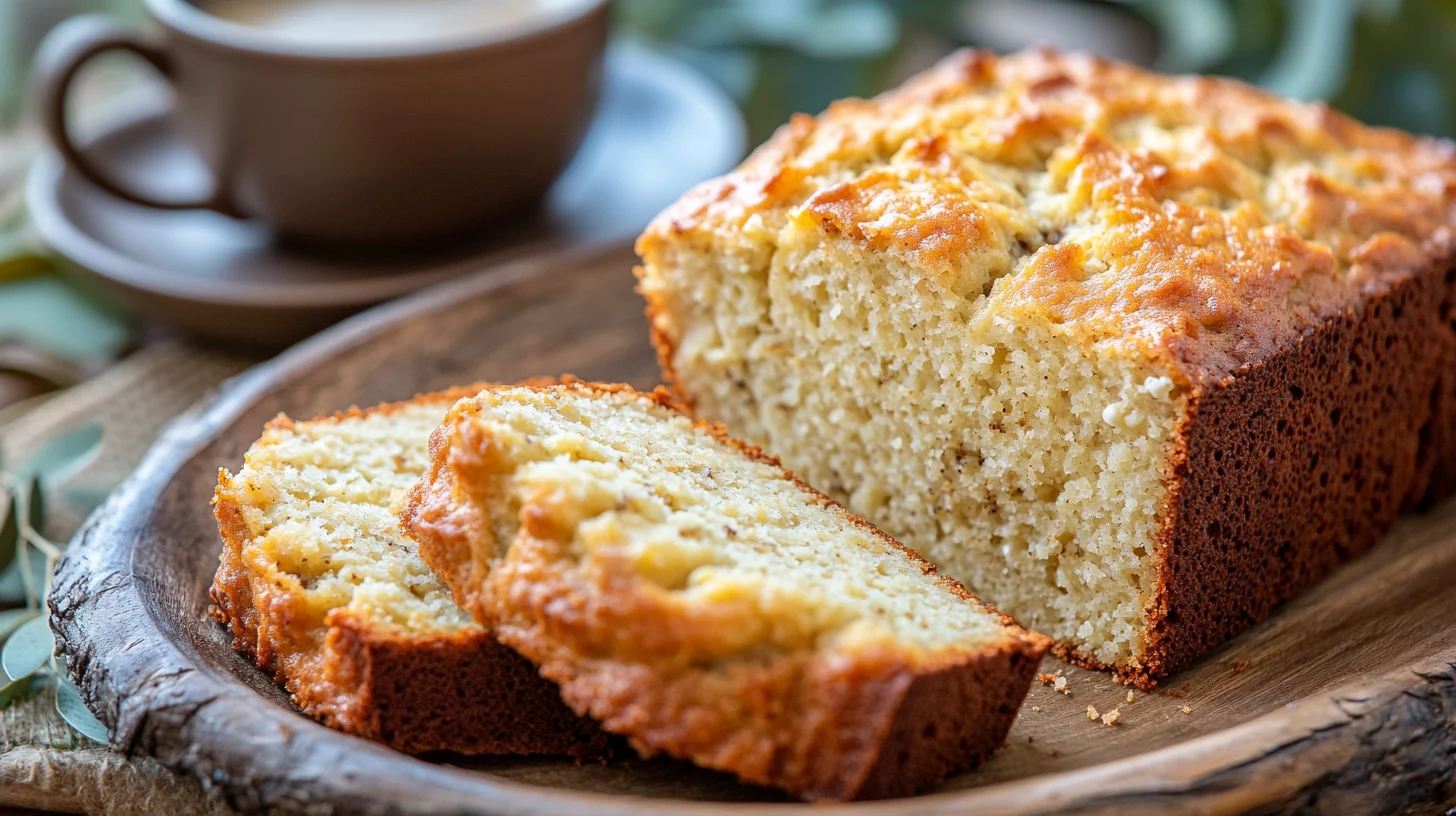 Golden, moist cottage cheese banana bread