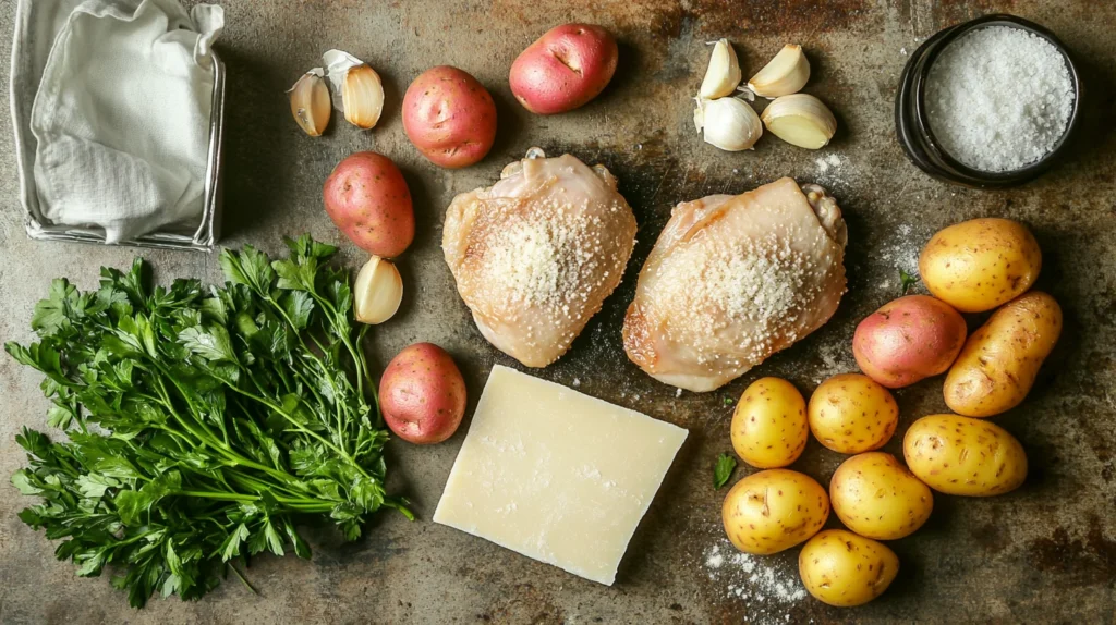 Ingredients for garlic Parmesan chicken