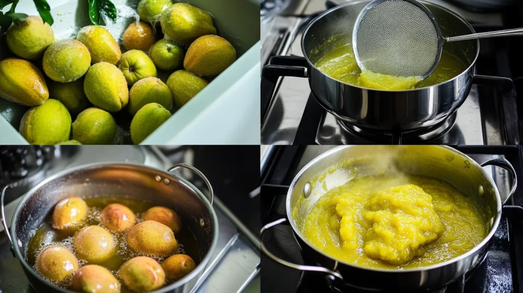 Four steps to prepare homemade guava paste