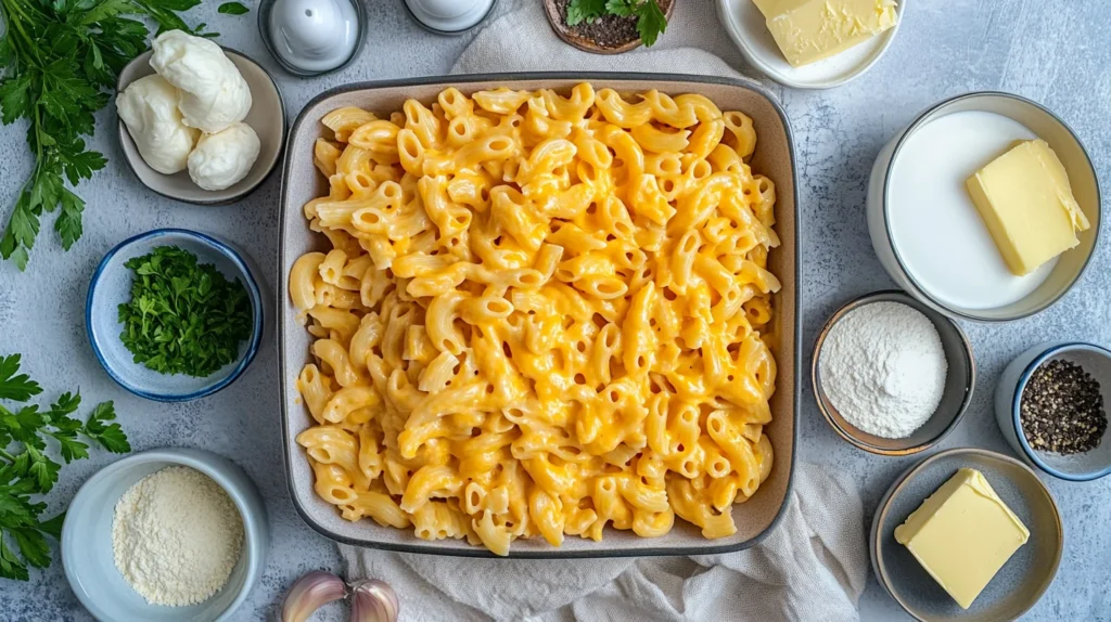 Ingredients for mac and cheese recipe