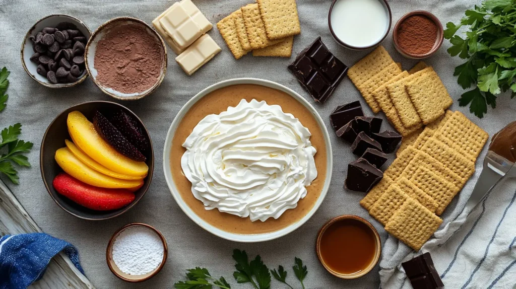 Ingredients for no-bake éclair dessert arranged on a countertop