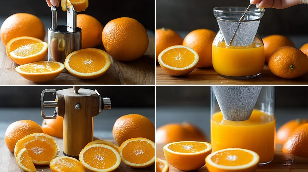 Orange juice preparation steps