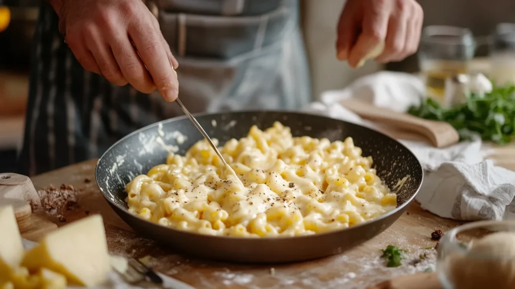 Preparing mac and cheese step-by-step