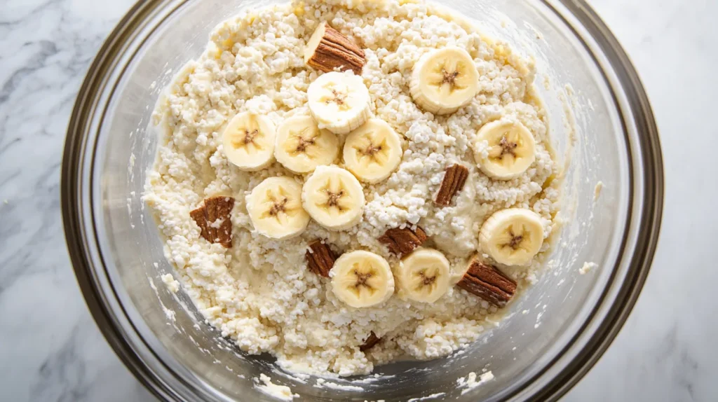 Preparation steps for banana bread batter