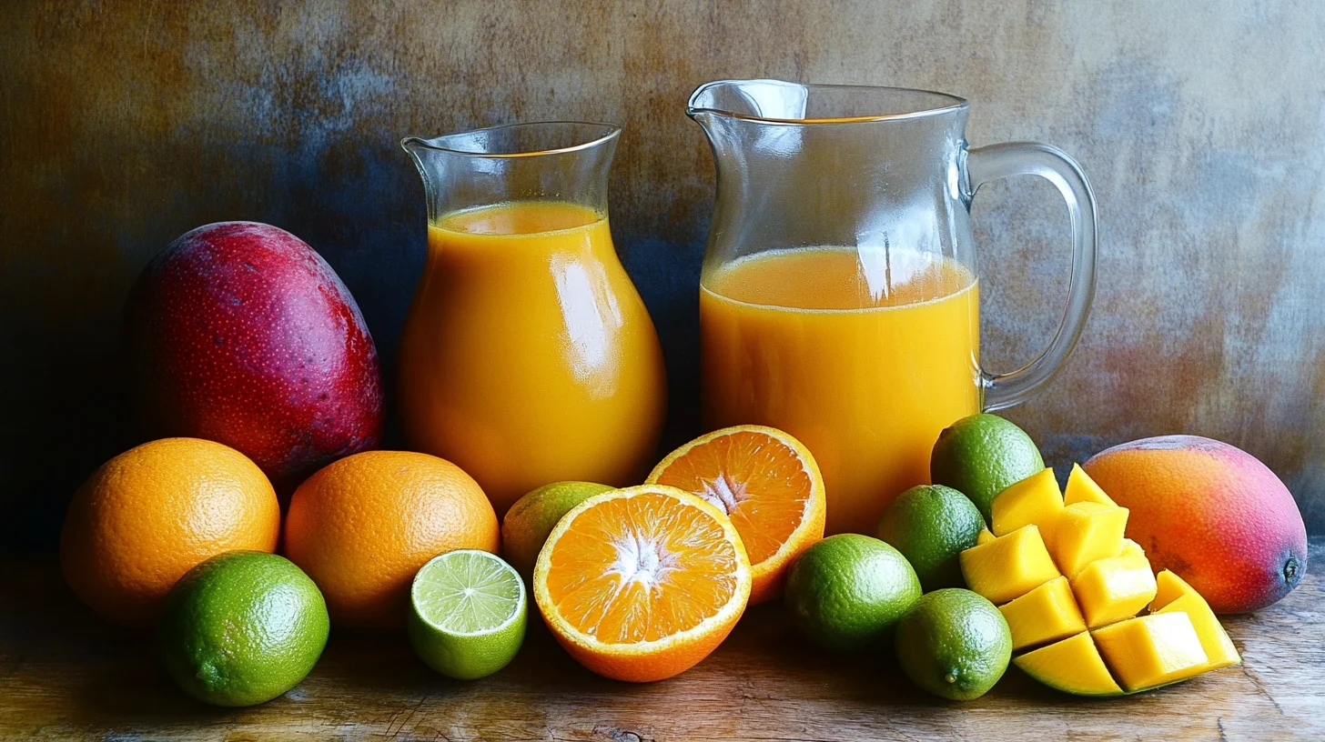 Tropical fruit juices and fresh ingredients