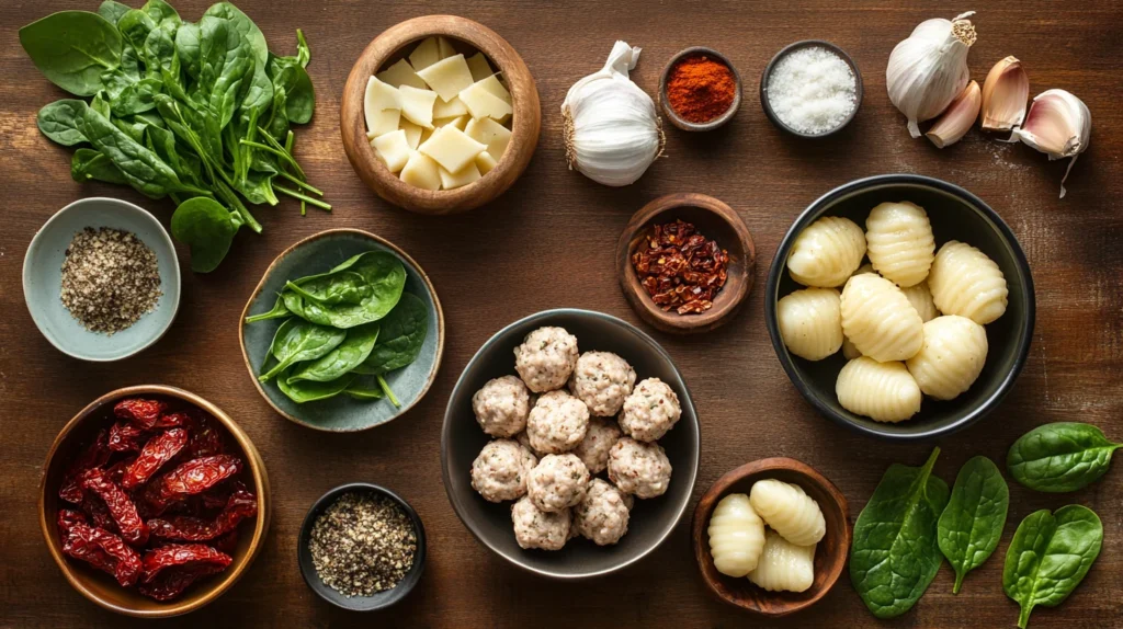 Ingredients for slow cooker Tuscan chicken meatballs