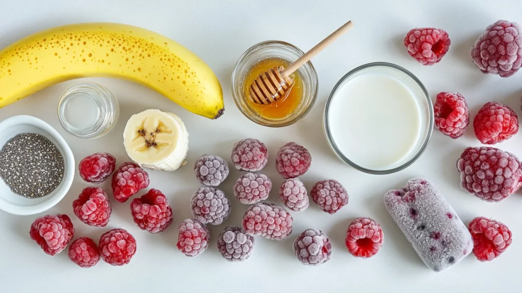 Ingredients for making a berry smoothie