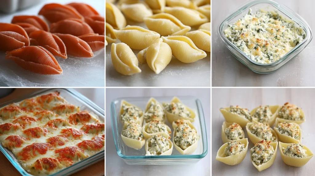 AI-generated grid of steps to make stuffed shells