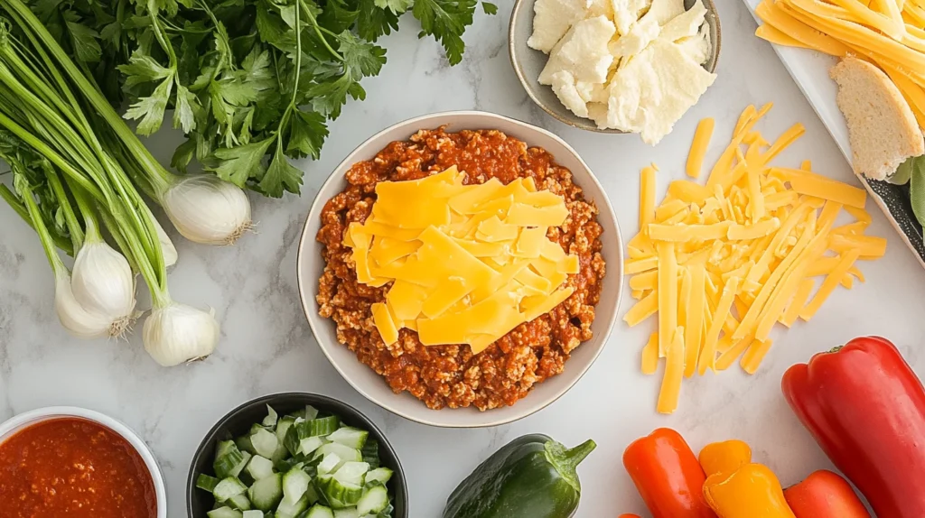 Ingredients for cheesy chicken sloppy joe recipes