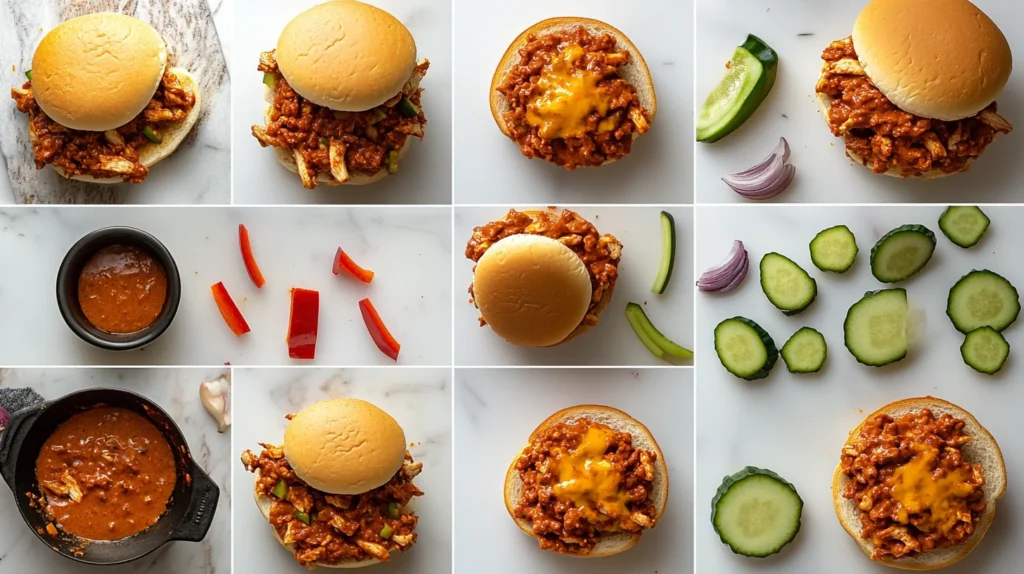 Ingredients for cheesy chicken sloppy joe recipes