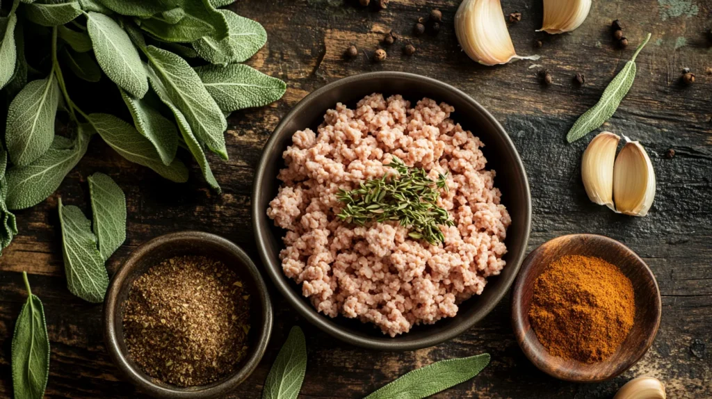 Ingredients for chicken breakfast sausage