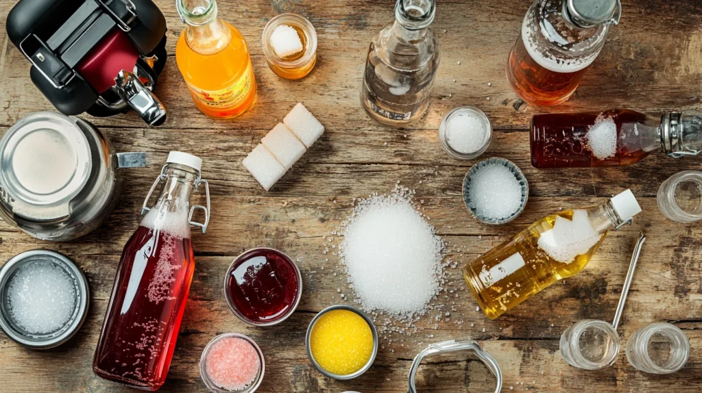 Ingredients for making homemade soda