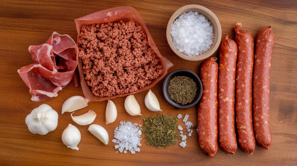 Steps for making beef sausages