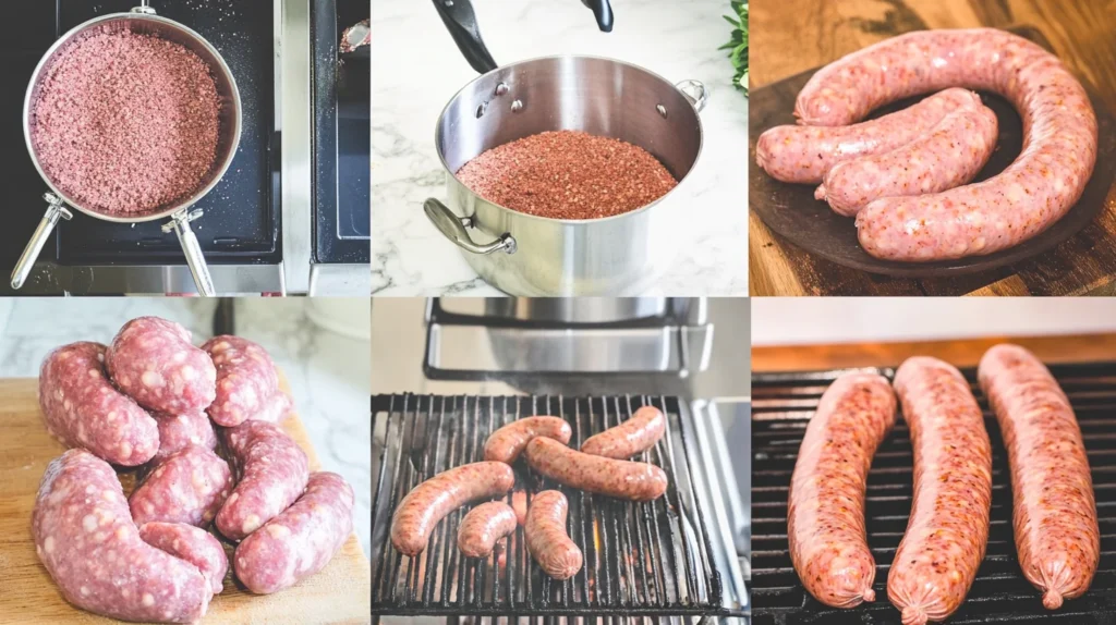 Steps for making beef sausages