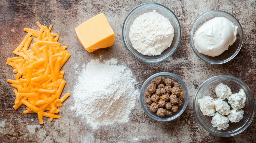 Ingredients for making sausage balls without Bisquick recipe