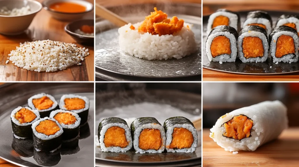 Sweet potato tempura roll preparation steps