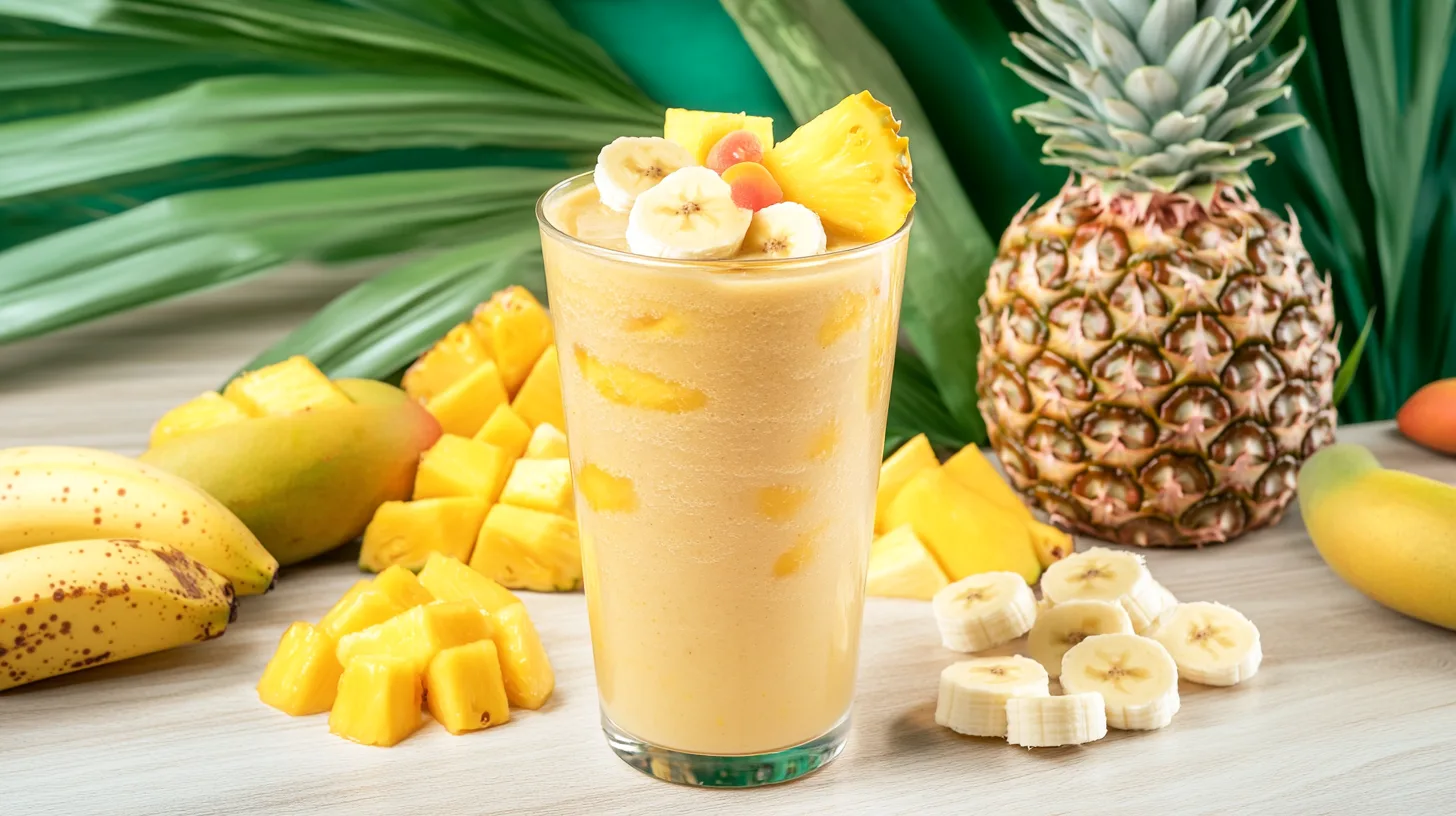 Tropical smoothie with fresh fruits