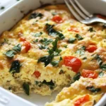 A well-presented egg white breakfast casserole in a baking dish