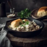 baked biscuits and gravy breakfast casserole