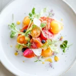 "A minimalist shot of a raw vegan breakfast dish, highlighting fresh ingredients with a clean, bright background."